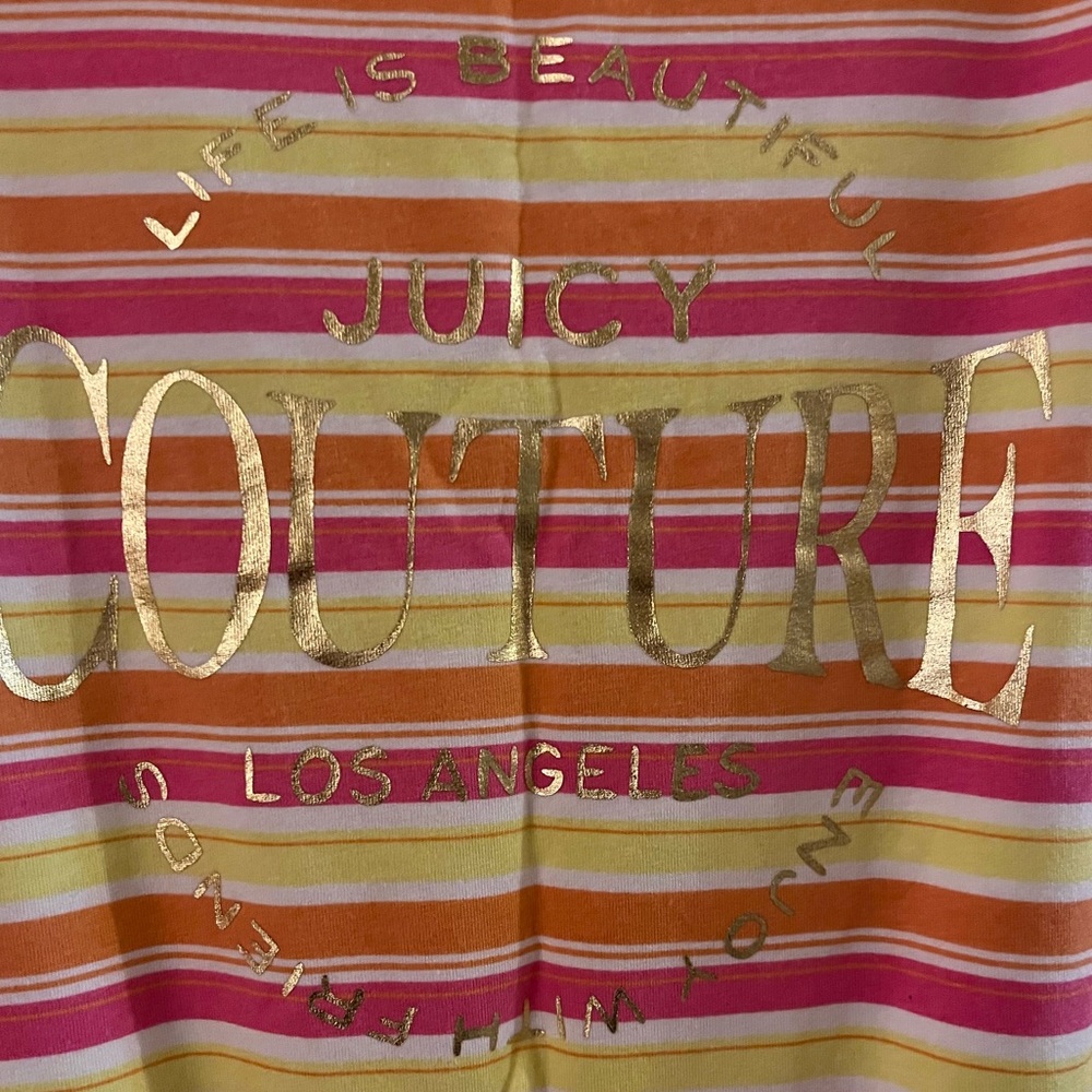 Juicy Couture Pink and Orange Yellow Striped Tee Shirt Dress Size 12 - Picture 5 of 12
